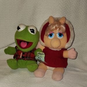 1987 Mcdonalds Muppett BABIES Kermit and Miss Piggy Plush Toys